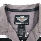 HARLEY DAVIDSON Short Sleeve Work Shirt L Gray Black Back Logo Embroidery
