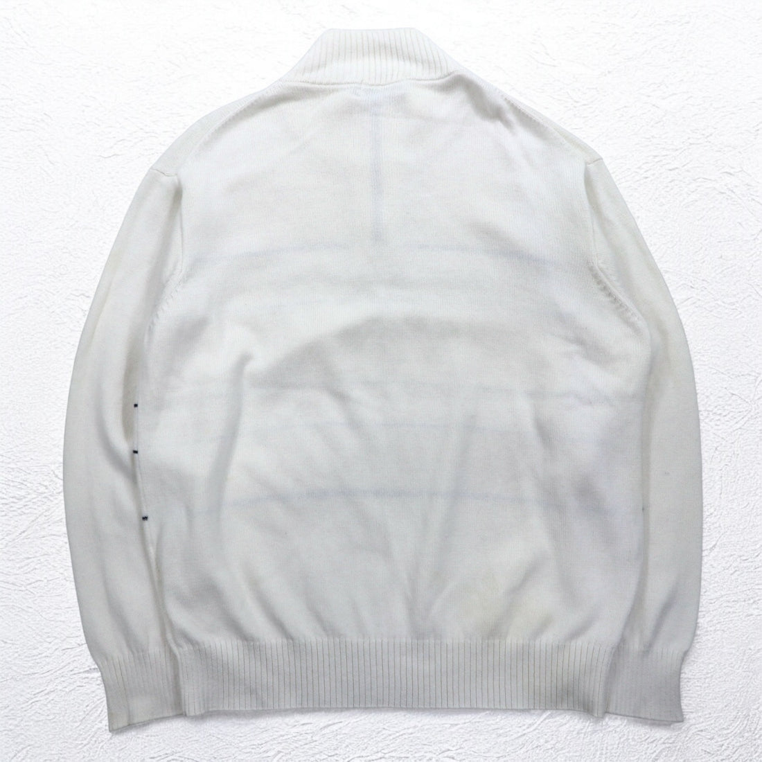 CHAPS Half Button Cotton Knit Sweater XL White Border