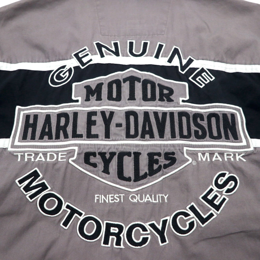 HARLEY DAVIDSON Short Sleeve Work Shirt L Gray Black Back Logo Embroidery