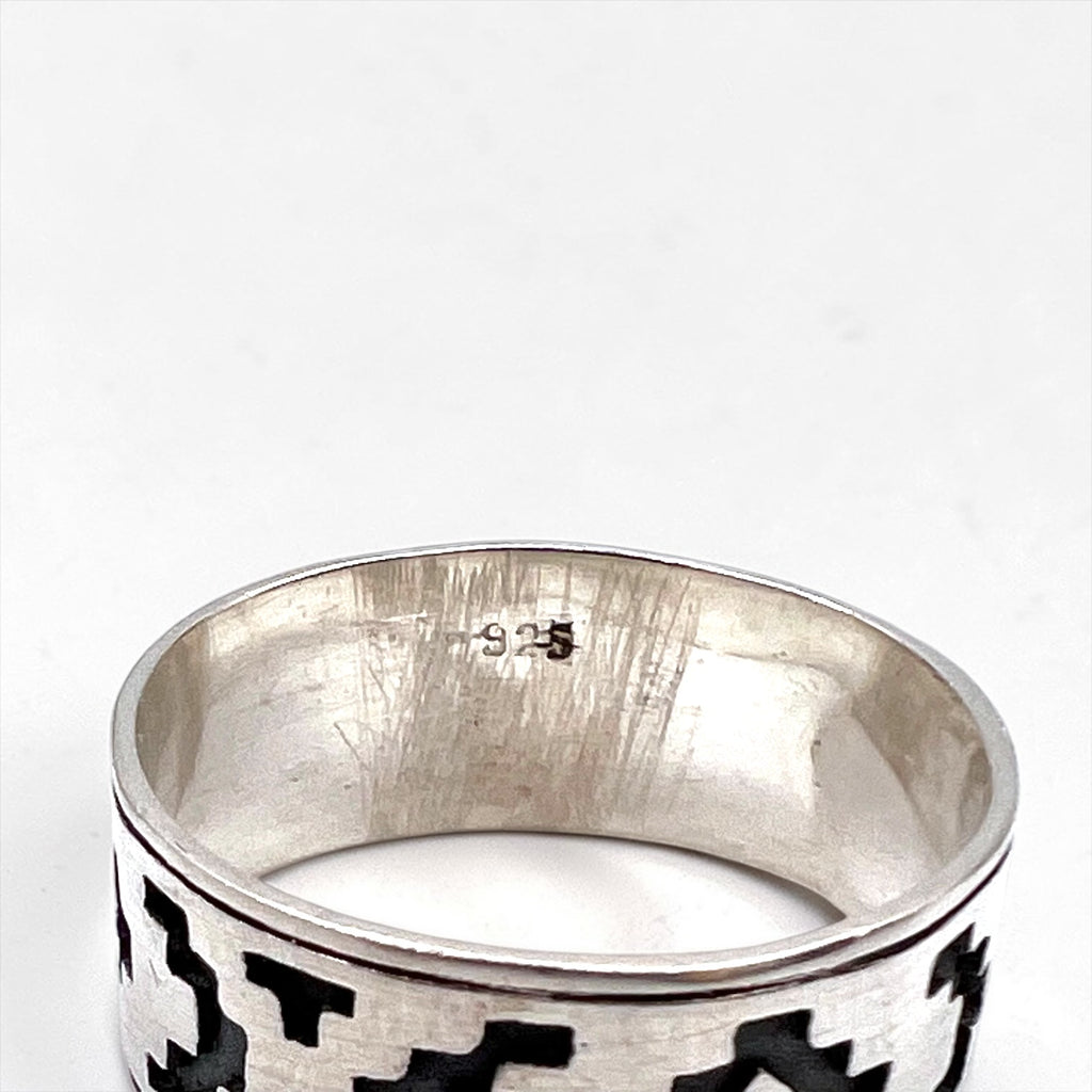 Vintage Silver 925 Ring インディアンジュエリー チマヨ柄 リング 指輪 19号 シルバー 925 ネイティブ