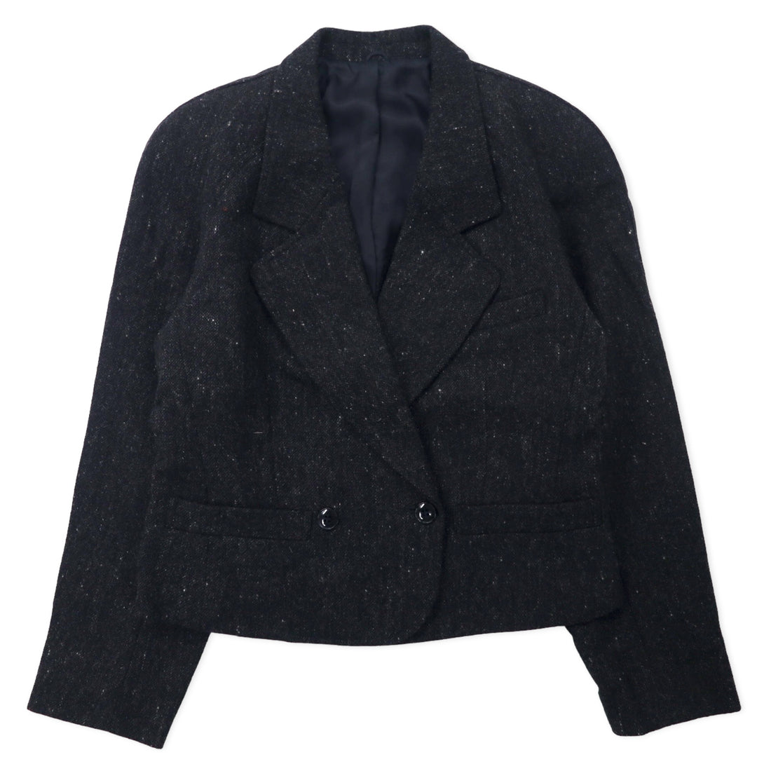日本然リトテ-古着オンライン-KENZO ダブル ツイード テーラードジャケット M グレー ウール オールド 日本製-KENZO Double Tweed Tailored Jacket M Gray Wool Vintage Japan Made