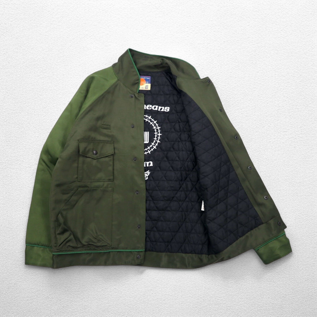 blackmeans Impermanence of All Things Souvenir Jacket Sukajan L Khaki Rayon Padding PANTA RHEI Made in Japan