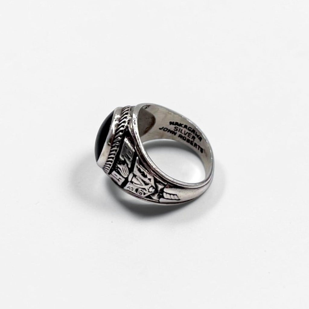 Vintage 1970s NAKAGAWA JOHN ROBERTS College Ring Black Onyx 1978 Sterling Silver 925 Pinky Ring