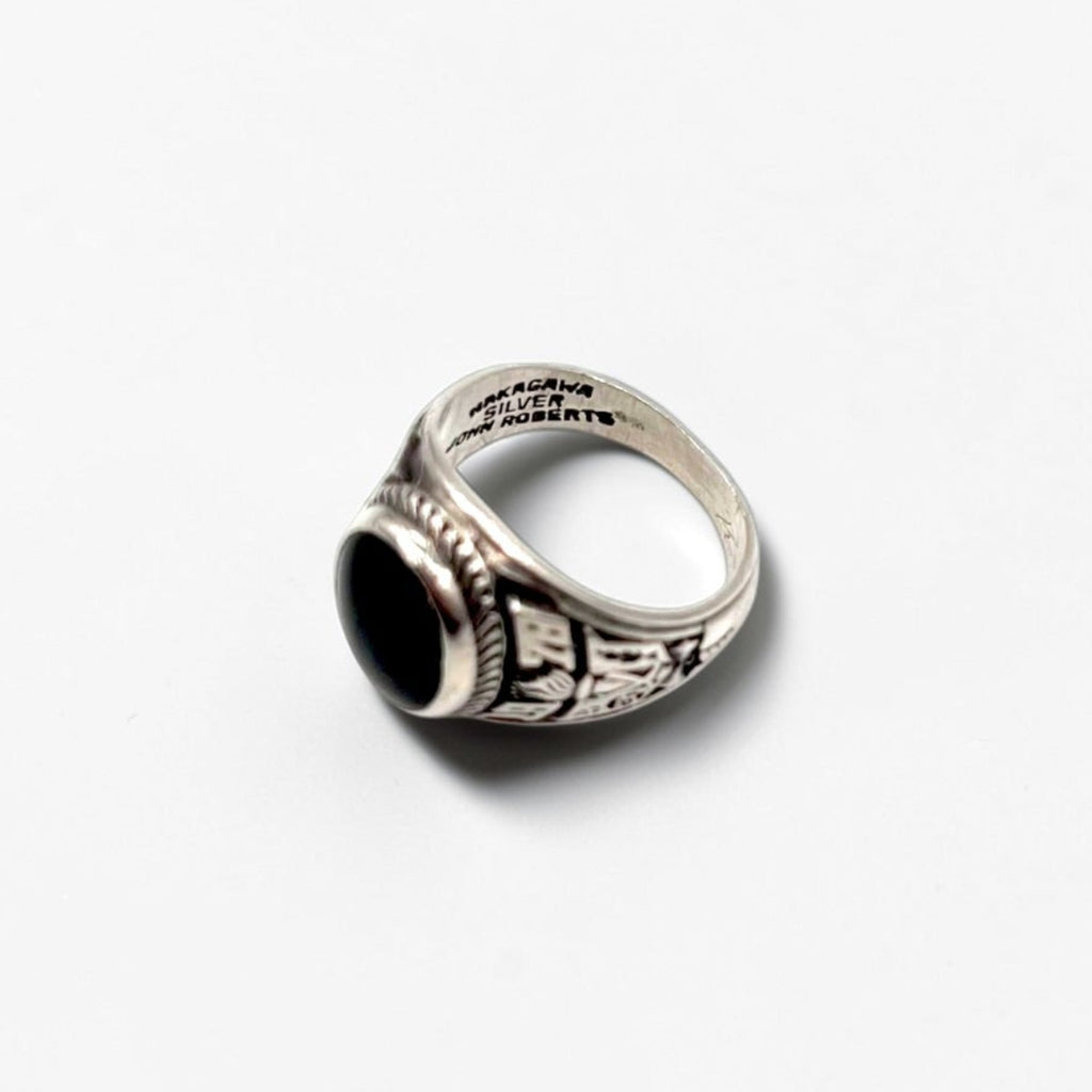 Vintage 1970s NAKAGAWA JOHN ROBERTS College Ring Black Onyx 1978 Sterling Silver 925 Pinky Ring