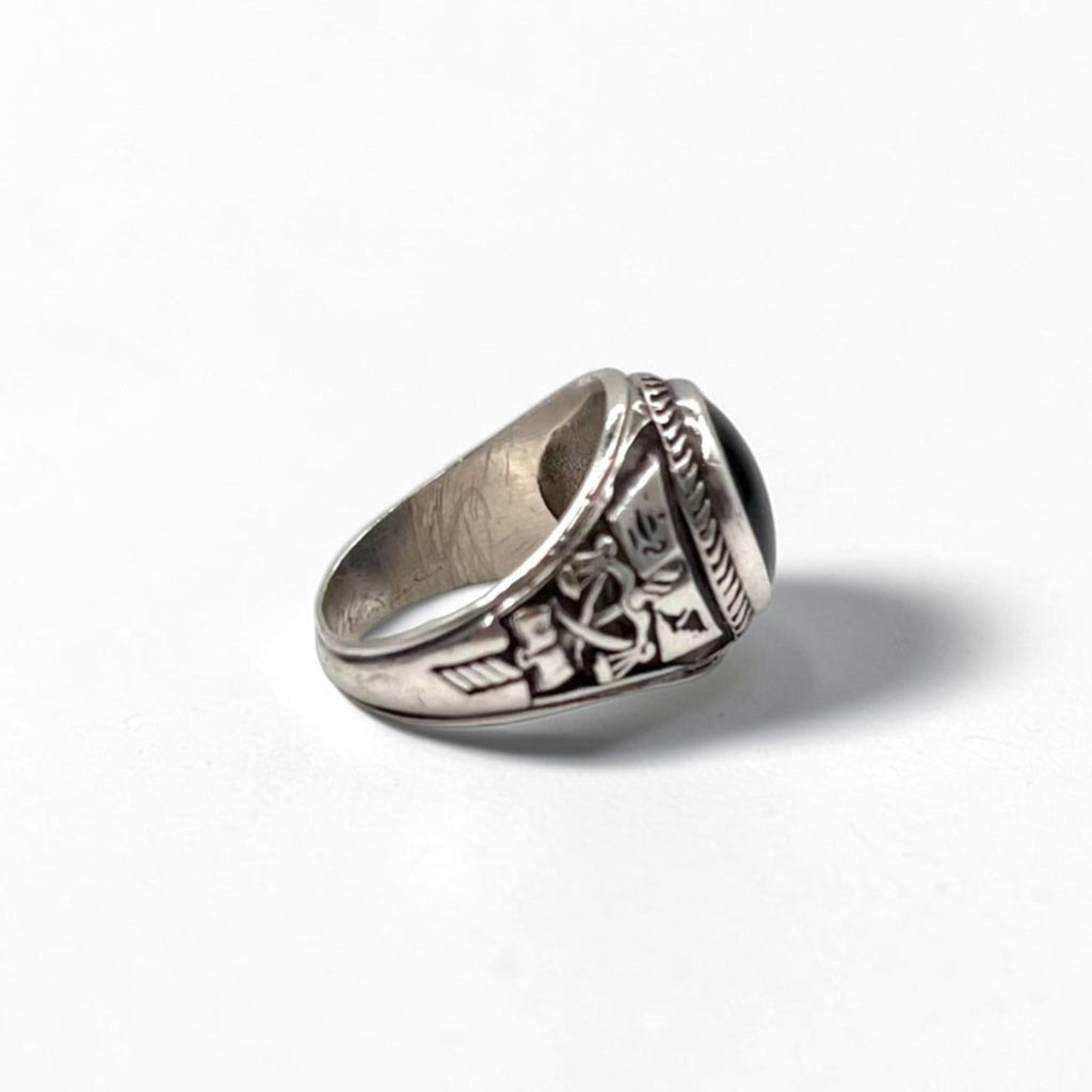 Vintage 1970s NAKAGAWA JOHN ROBERTS College Ring Black Onyx 1978 Sterling Silver 925 Pinky Ring
