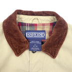 LANDS' END 90s Corduroy Collar Hunting Jacket Chore Coat Coverall L Beige Cotton Check Lining