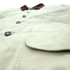 LANDS' END 90s Corduroy Collar Hunting Jacket Chore Coat Coverall L Beige Cotton Check Lining