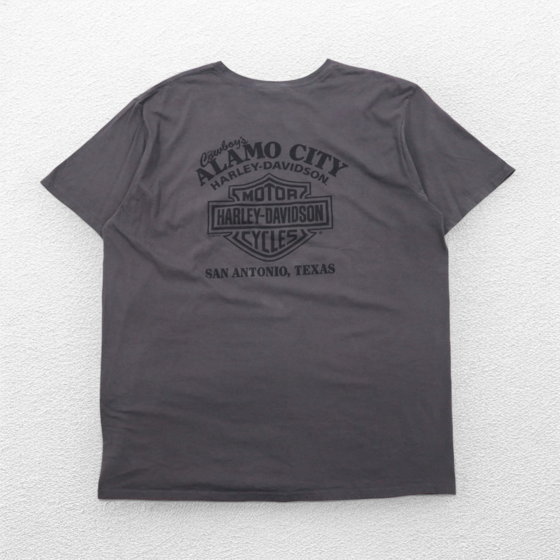 HARLEY DAVIDSON スカルプリント Tシャツ 2XL グレー コットン ALAMO CITY ハイチ製