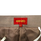 KENZO Center Press Wide Tapered Slack Pants 2 Beige Wool Silk Blend Old Made in Japan
