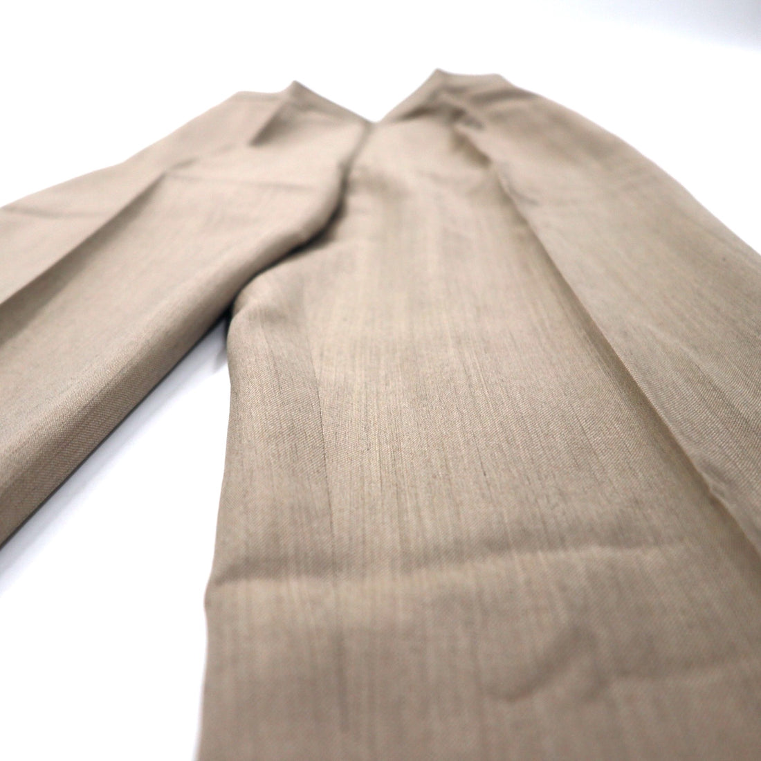 KENZO Center Press Wide Tapered Slack Pants 2 Beige Wool Silk Blend Old Made in Japan