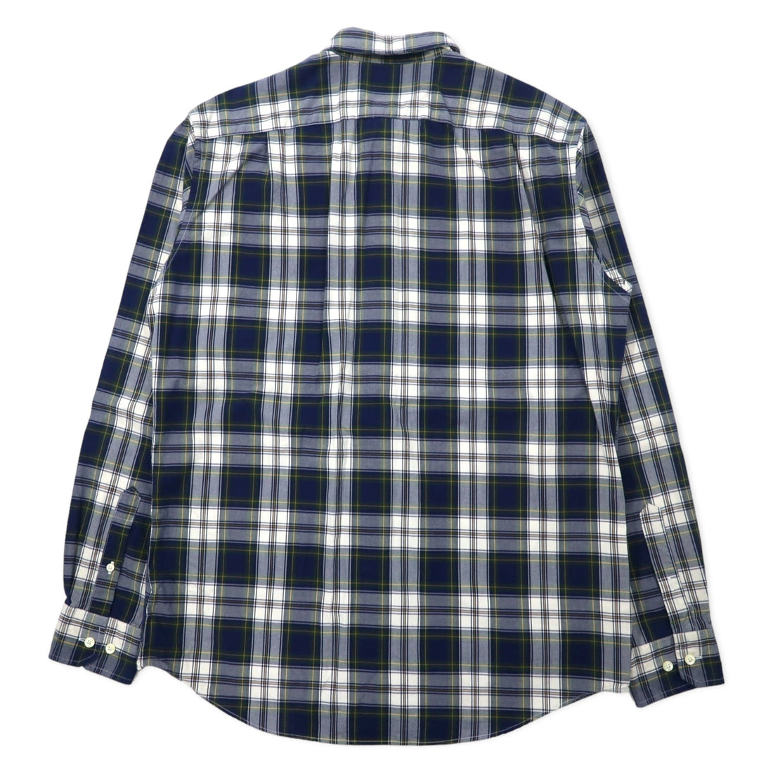 NAUTICA Check Shirt M Navy Multicolor Tartan Cotton Made in Mauritius