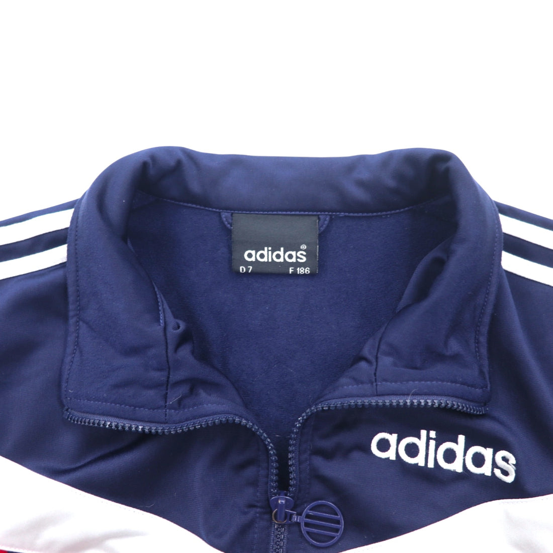 adidas 90s Track Jacket Jersey L Navy Polyester Embroidered Logo 3 Stripes