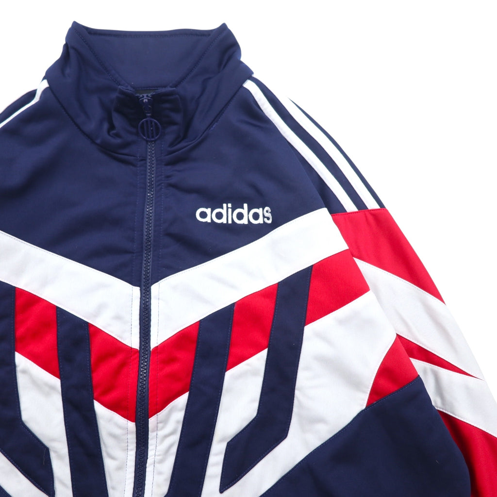 adidas 90s Track Jacket Jersey L Navy Polyester Embroidered Logo 3 Stripes