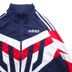 adidas 90s Track Jacket Jersey L Navy Polyester Embroidered Logo 3 Stripes