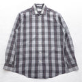 YVES SAINT LAURENT 90s Old Wide Collar Shirt M Gray Check Polyester Cotton