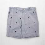 POLO RALPH LAUREN Seersucker Shorts Half Pants L Stripe Blue White CLASSIC FIT Embroidered All-Over Pony