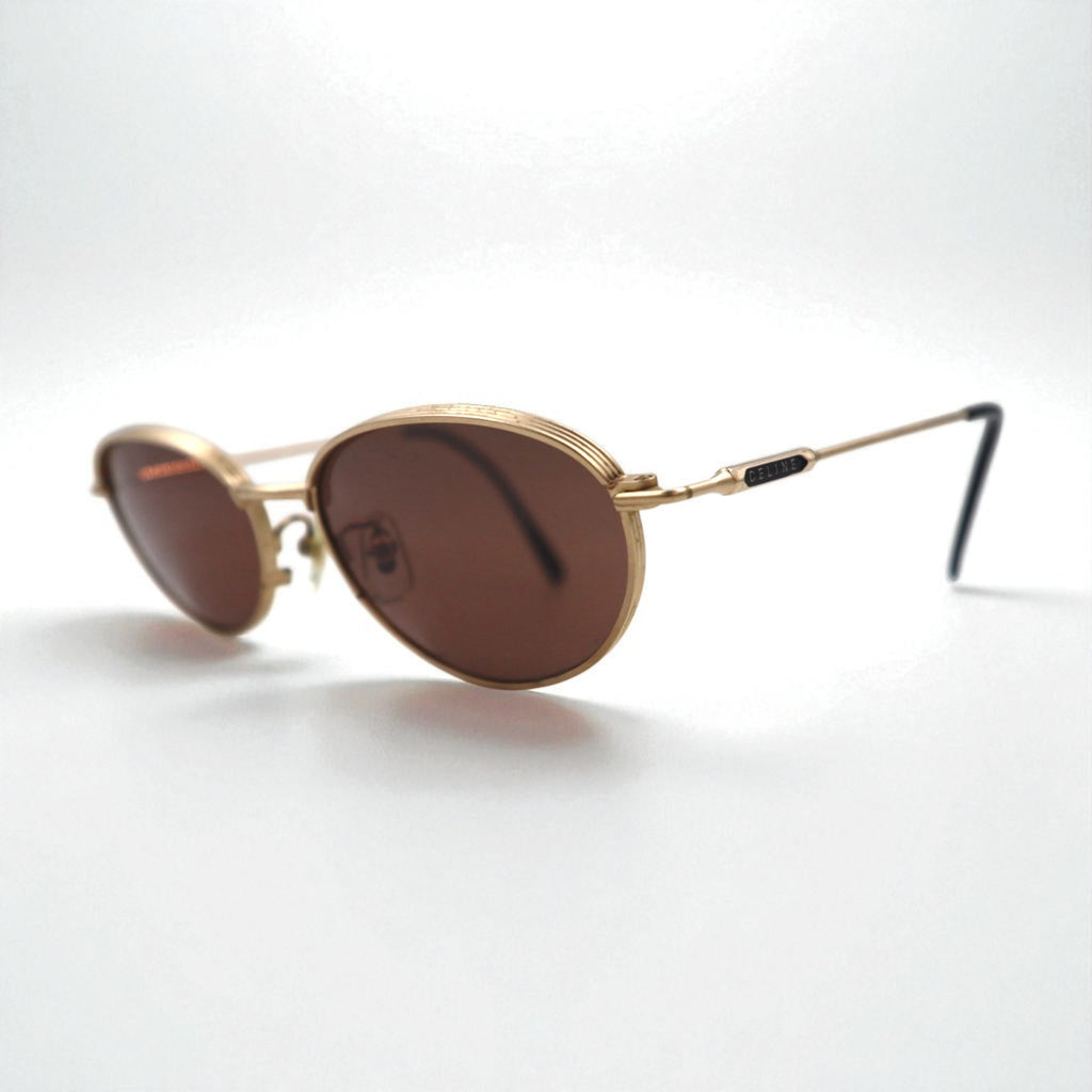 CELINE Vintage Oval Sunglasses in Gold Metal, 53-19-147