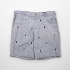 POLO RALPH LAUREN Seersucker Shorts Half Pants L Stripe Blue White CLASSIC FIT Embroidered All-Over Pony