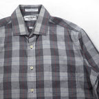 YVES SAINT LAURENT 90s Old Wide Collar Shirt M Gray Check Polyester Cotton