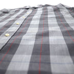 YVES SAINT LAURENT 90s Old Wide Collar Shirt M Gray Check Polyester Cotton
