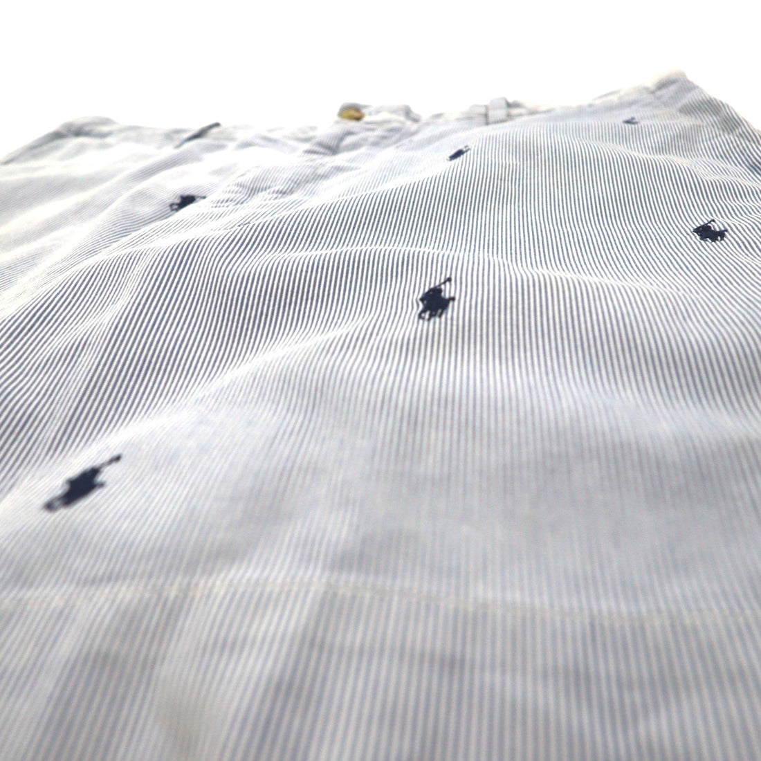 POLO RALPH LAUREN Seersucker Shorts Half Pants L Stripe Blue White CLASSIC FIT Embroidered All-Over Pony