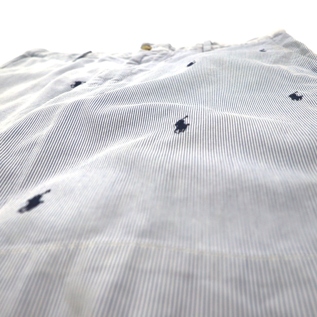 POLO RALPH LAUREN Seersucker Shorts Half Pants L Stripe Blue White CLASSIC FIT Embroidered All-Over Pony