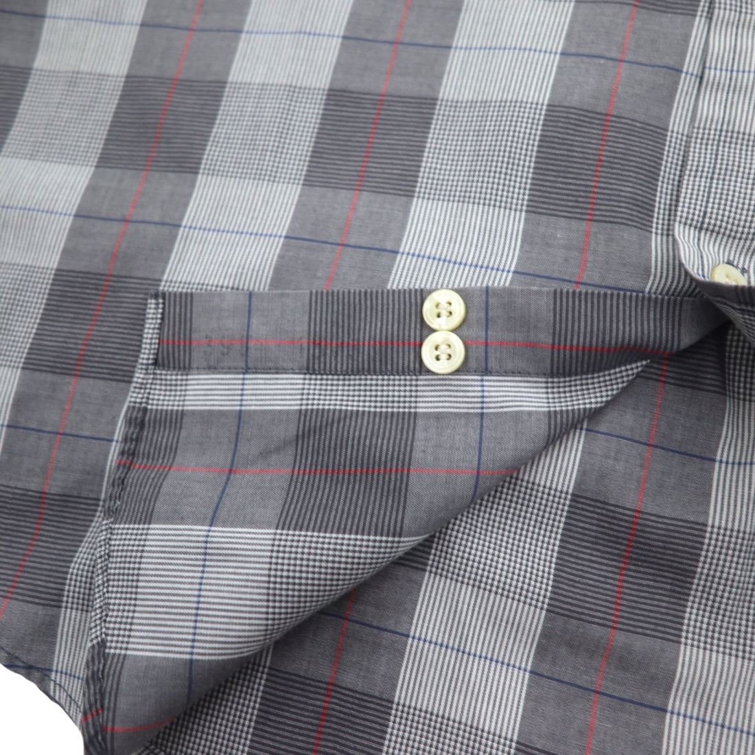YVES SAINT LAURENT 90s Old Wide Collar Shirt M Gray Check Polyester Cotton