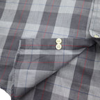 YVES SAINT LAURENT 90s Old Wide Collar Shirt M Gray Check Polyester Cotton