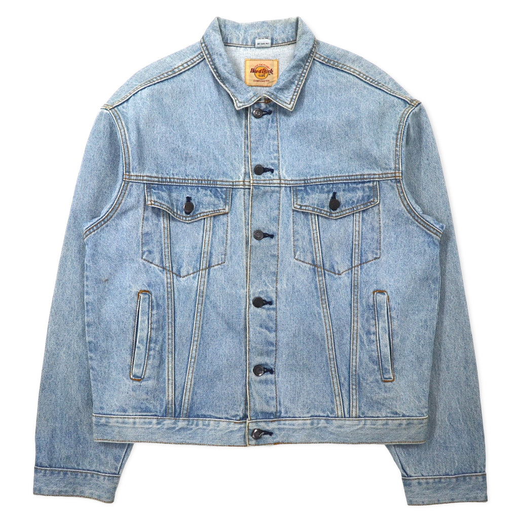 Hard Rock Cafe 90s Denim Jacket, G-Jean, L, Blue, Ice Wash, Cotton, Back Logo Embroidery