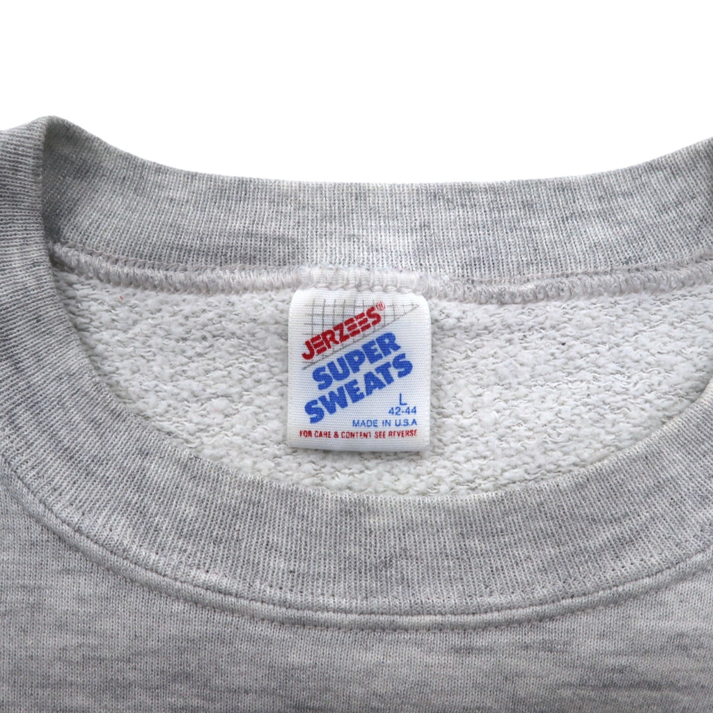 Made in USA 90s JERZEES SUPER SWEATS College Print Sweatshirt L Grey Cotton SUTTONS BAY