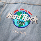 Hard Rock Cafe 90s Denim Jacket, G-Jean, L, Blue, Ice Wash, Cotton, Back Logo Embroidery
