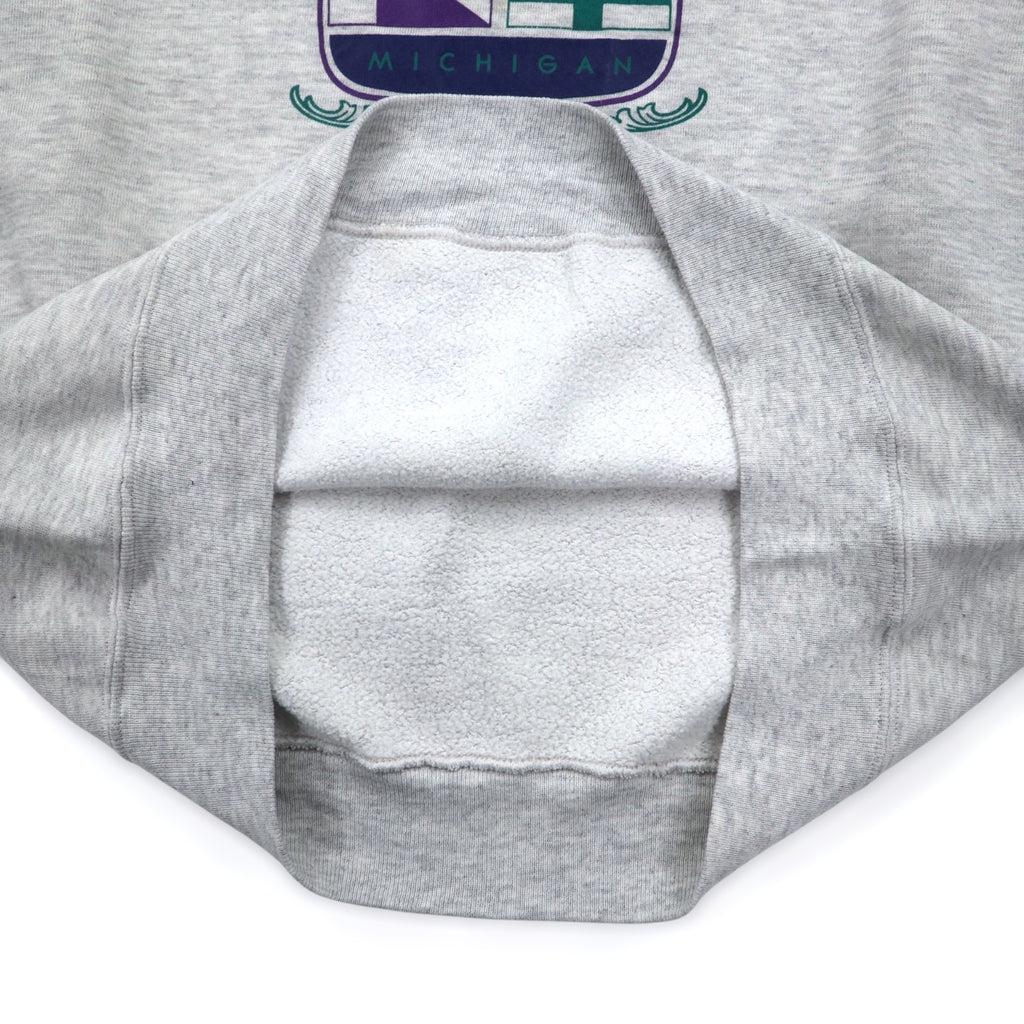 Made in USA 90s JERZEES SUPER SWEATS College Print Sweatshirt L Grey Cotton SUTTONS BAY