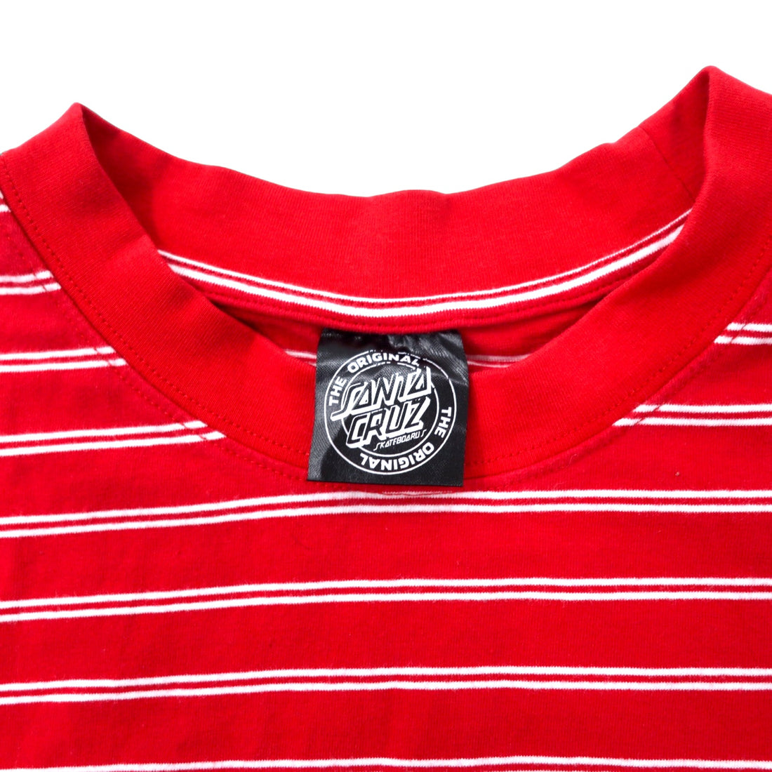 SANTA CRUZ Border T-shirt L Red Cotton Stretch One Point Logo Embroidery