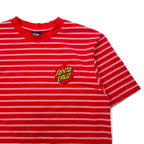SANTA CRUZ Border T-shirt L Red Cotton Stretch One Point Logo Embroidery
