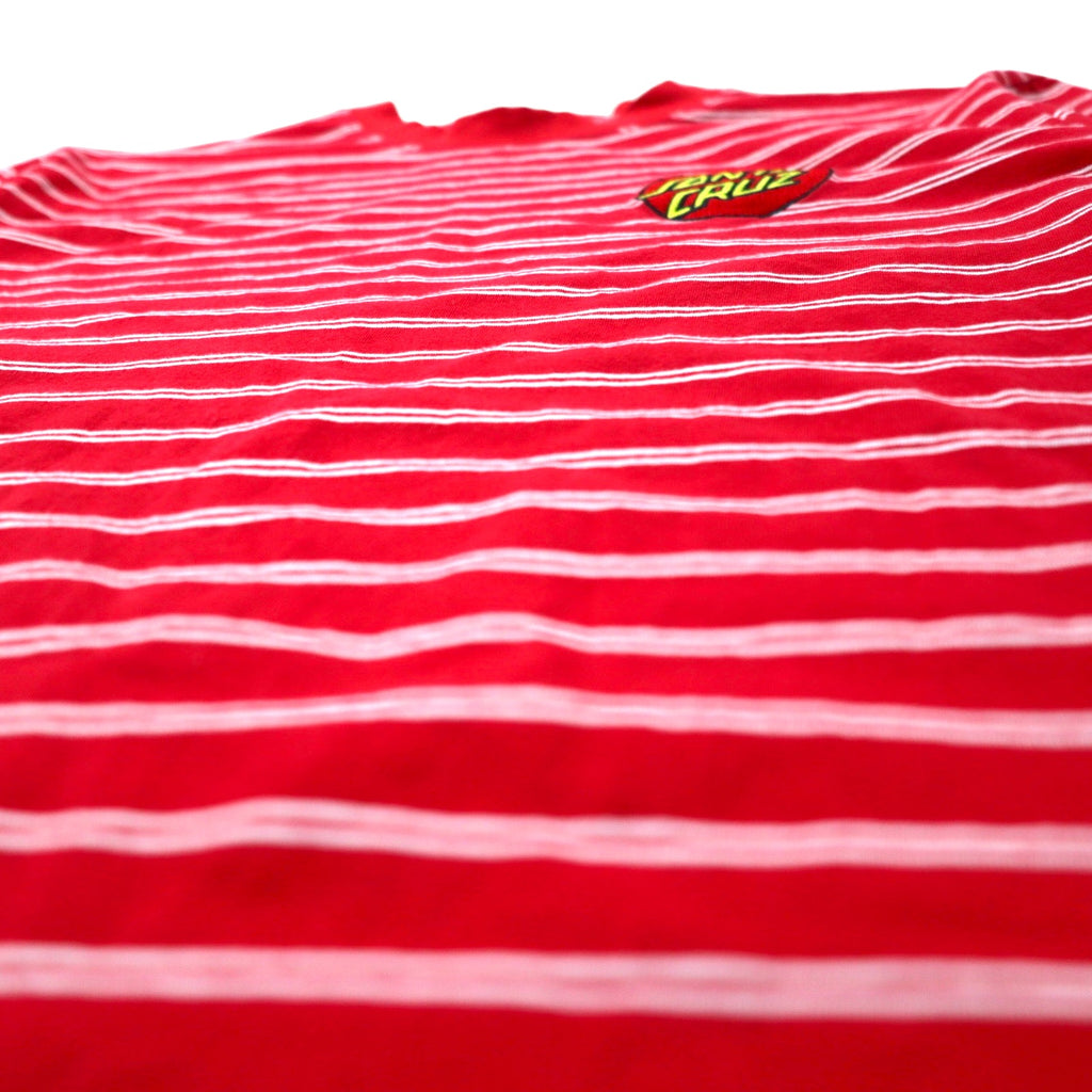 SANTA CRUZ Border T-shirt L Red Cotton Stretch One Point Logo Embroidery