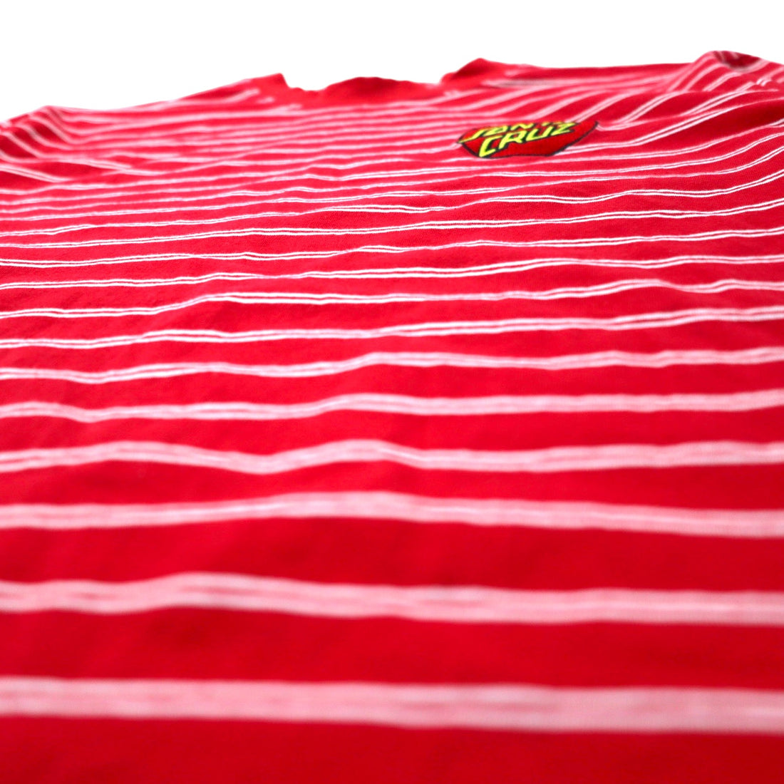 SANTA CRUZ Border T-shirt L Red Cotton Stretch One Point Logo Embroidery