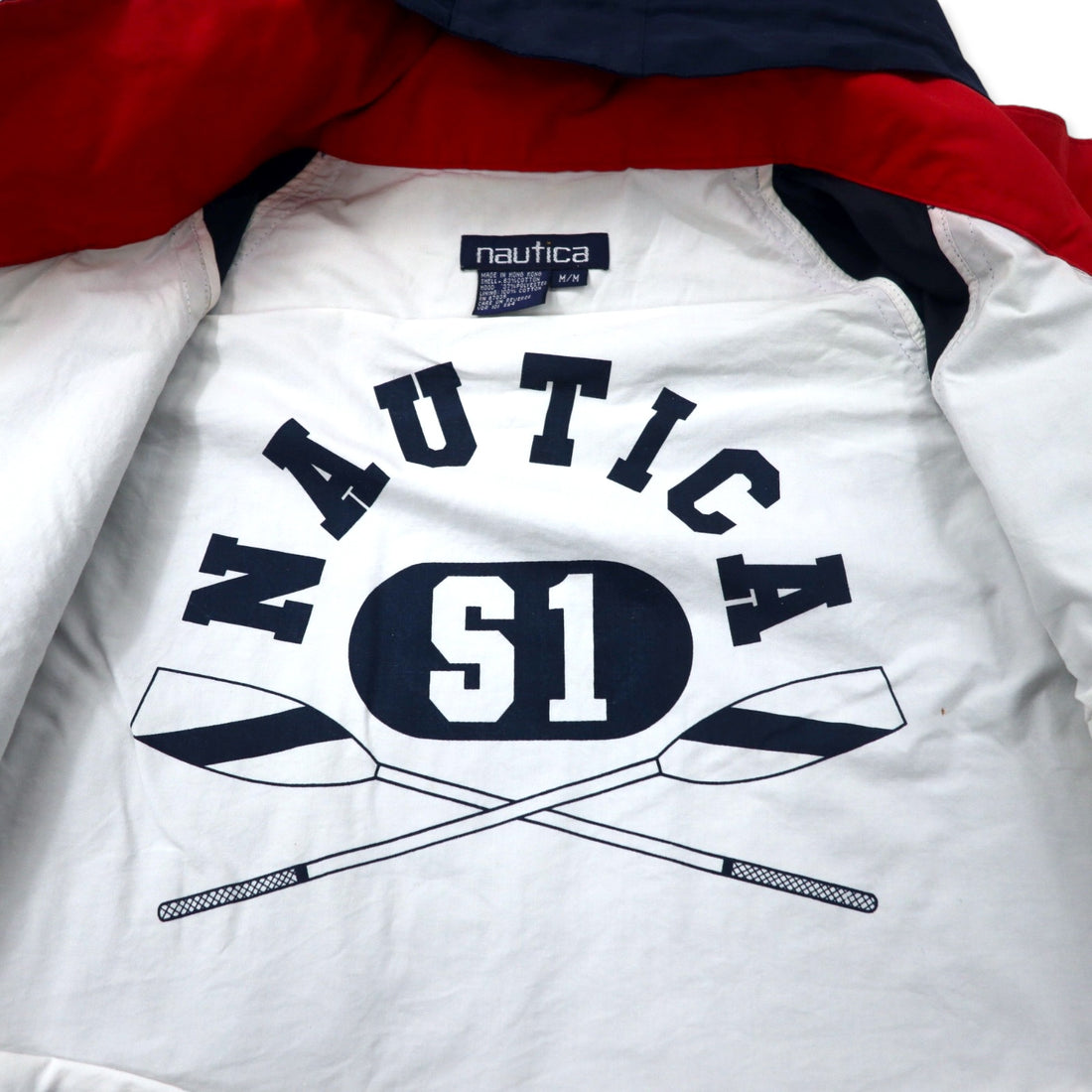 nautica 90's Sailing Jacket M Navy Cotton Hood Storage Type