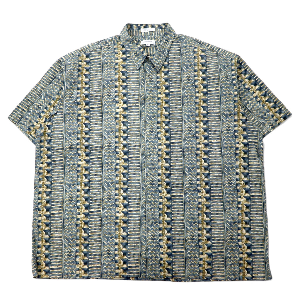 日本然リトテ-古着オンライン-pierre cardin 90年代 レトロ 総柄 半袖シャツ アロハシャツ 3XLT グレー コットン ビッグサイズ-pierre cardin 90's Retro Patterned Short Sleeve Shirt Hawaiian Shirt 3XLT Gray Cotton Big Size