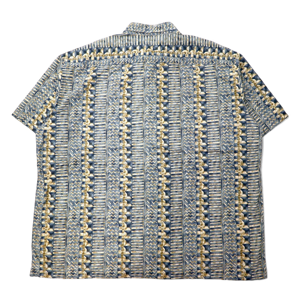 Pierre Cardin 90s Retro All-Over Print Short Sleeve Shirt Aloha Shirt 3XLT Grey Cotton Big Size