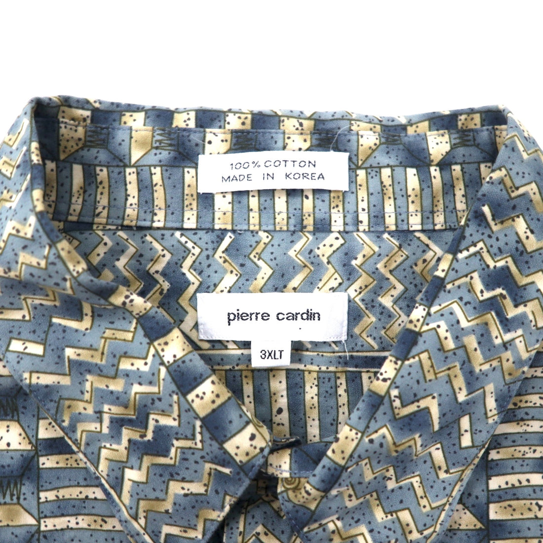 Pierre Cardin 90s Retro All-Over Print Short Sleeve Shirt Aloha Shirt 3XLT Grey Cotton Big Size
