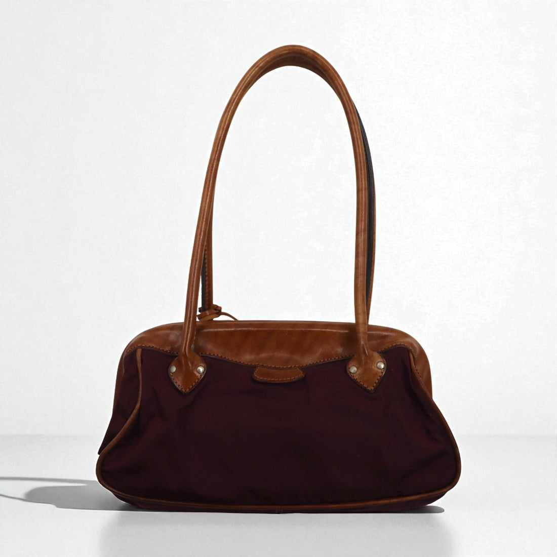 Felisi Shoulder Bag Tote Bag in Purple Nylon with Leather Trim, 0014, Made in Italy