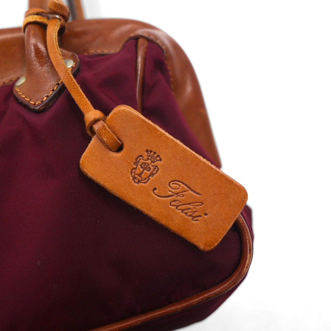 Felisi Shoulder Bag Tote Bag in Purple Nylon with Leather Trim, 0014, Made in Italy