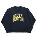 90s FRUIT OF THE LOOM College Print Sweatshirt 3XL Navy SOUTH BOSTON Arch Logo Front V Made in Mexico