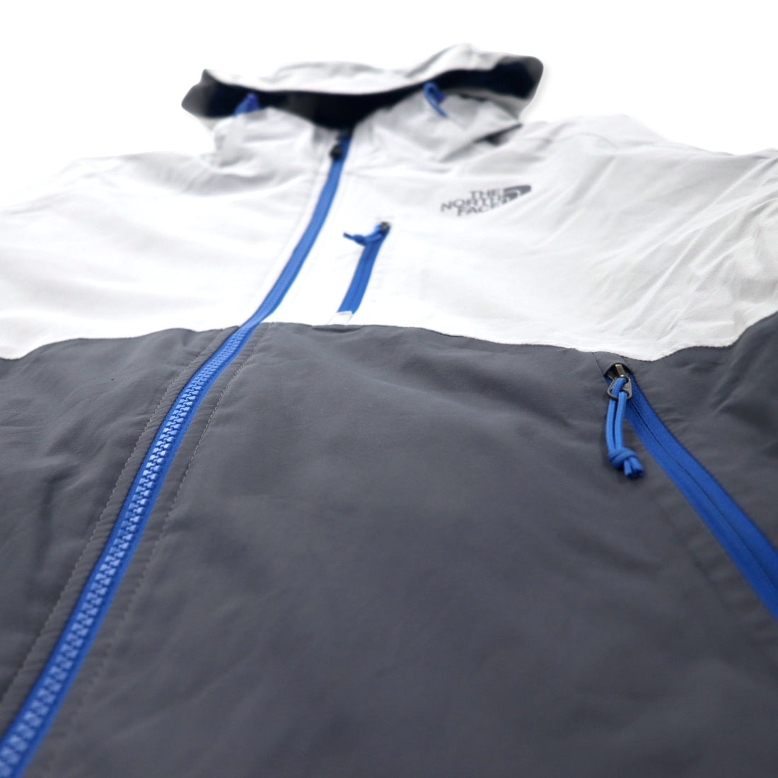 THE NORTH FACE Mountain Parka M Gray Polyester Waterproof Breathable Hyvent Logo Print Detachable Hood