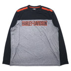 日本然リトテ-古着オンライン-HARLEY DAVIDSON パフォーマンス ロングスリーブ Tシャツ ロンT XL グレー ポリエステル ロゴプリント-HARLEY DAVIDSON Performance Long Sleeve T-Shirt Long T-XL Gray Polyester Logo Print