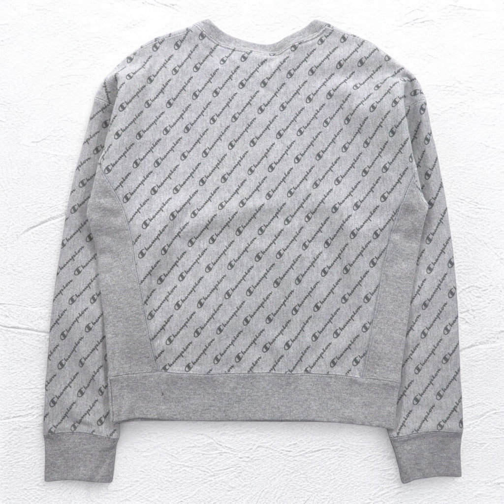 Champion リバースウィーブ REVERSE WEAVE 総柄 スウェット XL グレー 青単タグ 復刻 ホンジュラス製