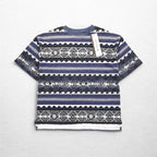 90年代 weekends ネイティブ柄 Tシャツ L グレー 総柄 ボーダー コットン 未使用品