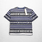 90年代 weekends ネイティブ柄 Tシャツ L グレー 総柄 ボーダー コットン 未使用品