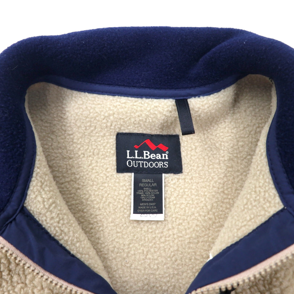 LLBean USA Full Zip Fleece Jacket S Cream Polyester 0D437