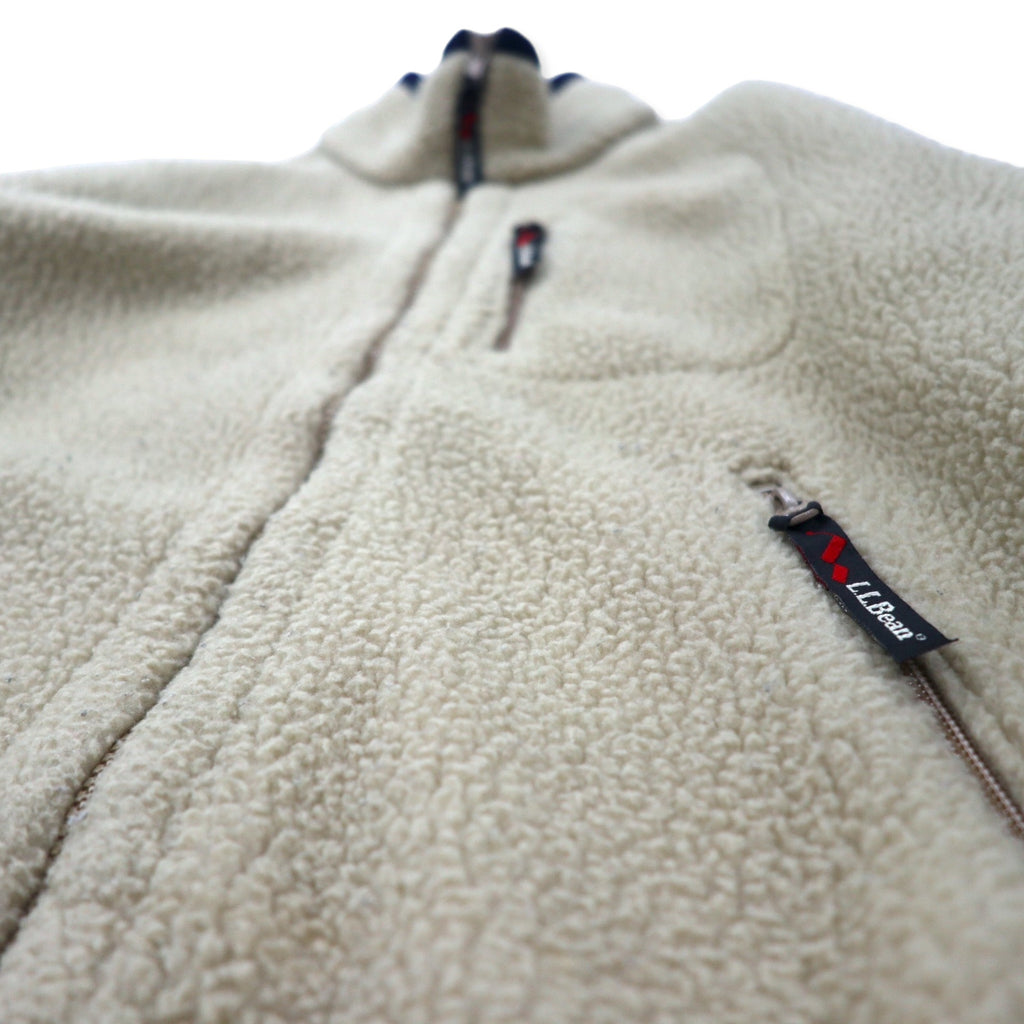LLBean USA Full Zip Fleece Jacket S Cream Polyester 0D437